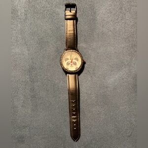 Betsey Johnson Panda Unicorn Face Watch Black Leather Crystal Bezel